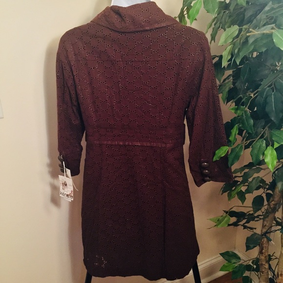 Kensie Earth Brown Eyelet Blazer /Jacket - Picture 3 of 5